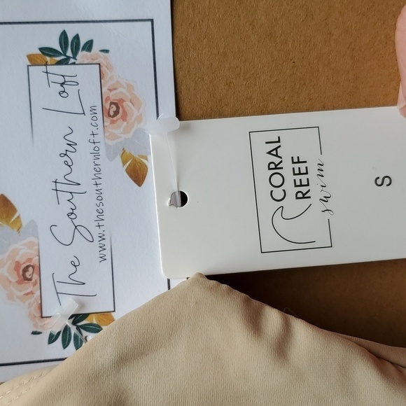 Southern Loft Take Me away Cross swim top Tan Small Or Medium NWT - Picture 3 of 8